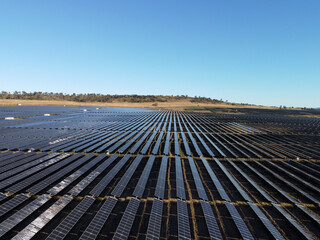 Renewable energy featuring a massive solar panel farm located in rural Queensland, Australia