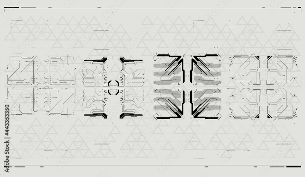 Poster futuristic hud frames. vector illustration. hud concept. sci fi technology template design. user int