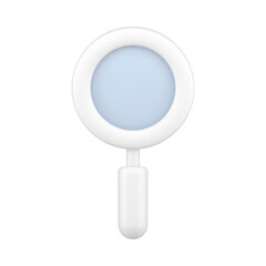 Stylish white 3d loupe with gradient. Essential magnifying tool for inspect and analytics
