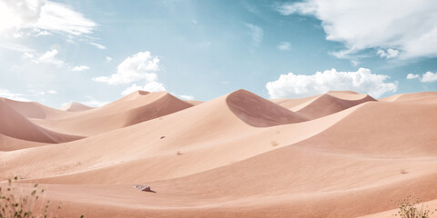 Fototapeta na wymiar 3d Illustration of an Empty Desert at Sunny Day. Minimal Mockup