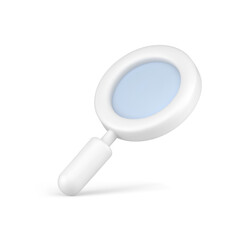 Magnifying glass 3d. White loupe for investigations and scientific optimization search
