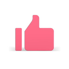 Endorsing like 3d. Pink volumetric symbol in simple design