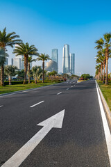 Central business district, roads and skyscrapers, Xiamen, China.