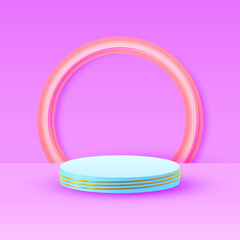 Abstract Rendering Podium Stage Pedestal Platform Color 3D Scene To Show Advertising Product Display Vector Design Style