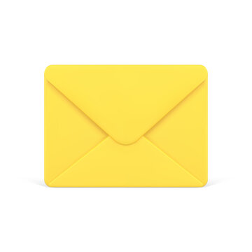 Yellow closed 3d envelope. Voluminous unread letter