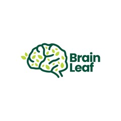 brain leaf tree natural logo vector icon illustration