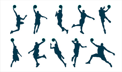 Soccer football player silhouette in various poses