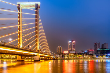 Fototapeta na wymiar Ningbo city center architectural landscape night view