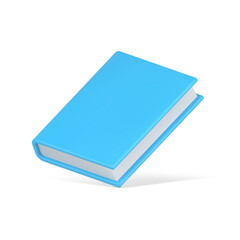 Blue 3d book vector icon. Hardcover educational literature