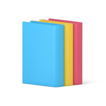 Stack of 3d hardcover books. Volumetric literature with pink cover