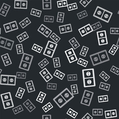 Obraz premium Grey Electrical outlet icon isolated seamless pattern on black background. Power socket. Rosette symbol. Vector