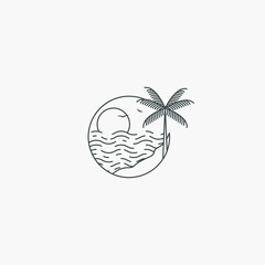 summer logo and line art design. logo, icon and template