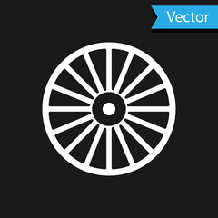 White Alloy wheel for a car icon isolated on black background. Vector