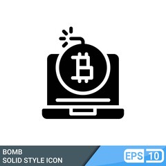 Fototapeta premium solid style icon Bitcoin bomb. cryptocurrency growth. Editable Vector Illustration. EPS 10