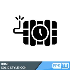 Bomb icon in solid style isolated on white background. EPS 10