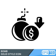 solid style money boom icon isolated on white background. EPS 10
