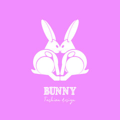 fluffy easter bunny shape cute rabbit for flat minimalist cartoon character girl couple fashion logo design vector