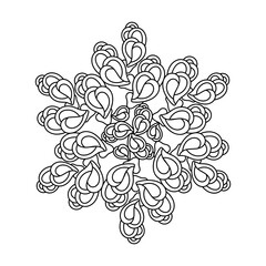 Coloring book for adult and children. Mandala flower with modern floral style, hand drawn pattern. Vector abstract black and white element