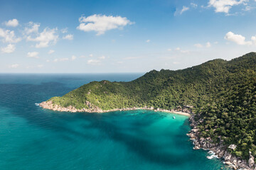 Mango Bay, Koh Tao, Thailand drone aerial ariel uav high altitude no people copy space landscape beach paradise scuba diving tropical island