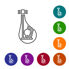 Black line Ukrainian traditional musical instrument bandura icon isolated on white background. Set icons in color circle buttons. Vector