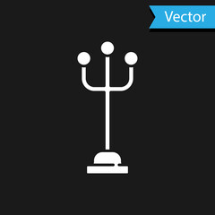 White Coat stand icon isolated on black background. Vector