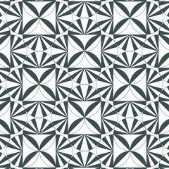 Geometric vector pattern, repeating diamond shape, abstract flower and circle with stripe linear on half circles. Pattern is clean for fabric, wallpaper, printing. Pattern is on swatches pane