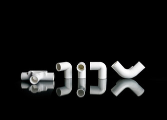 white pvc joint on black background