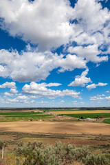 Fototapeta premium Aerial view of farms near Othello, Washington, USA