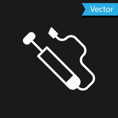 White Bicycle air pump icon isolated on black background. Vector