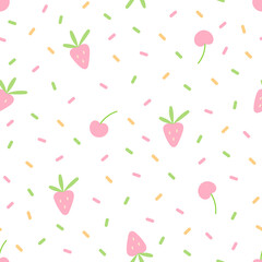 Berry and sprinkles seamless pattern. Ideal for textile, wrapping paper. Vector illustration.