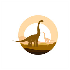Dinosaur Illustration Brachiosaurus Vector Art, Ancient Gigantic Animal Graphic Element