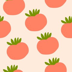 Seamless pattern with cartoon tomato. colorful vector. hand drawing, flat style. design for fabric, print, textile, wrapper