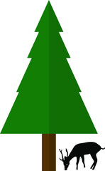 Tree and deer flat illustrator