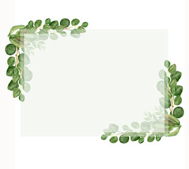 Watercolor frame with eucalyptus leaves
