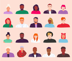 Profile icons, avatar for website. Group of people. Editable vector illustration