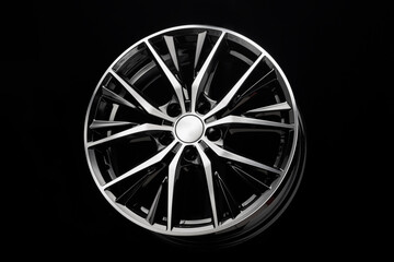 car black alloy wheel, elegant with thin curved spokes modern auto parts for car tuning