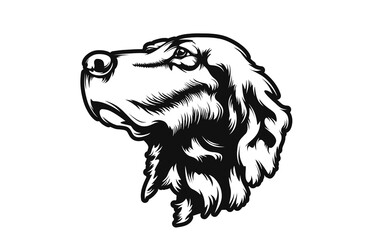 Hunting dog silhouette for retro logos, emblems, badges, labels template vintage design element.