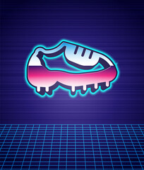 Retro style Baseball boot icon isolated futuristic landscape background. 80s fashion party. Vector