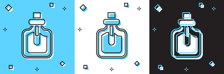Set Perfume icon isolated on blue and white, black background. Vector