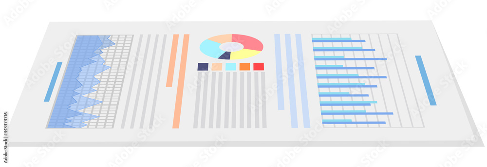 Poster visualize with business analytics. work with statistical data analysis, changing indicators. analyze