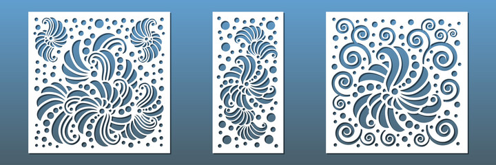 Laser cut  card background or panels for home decor. CNC cut stencil.  Paper craft, wall art, room divider screens, balcony or fence panels. Modern abstract geometric design. Vector illustration