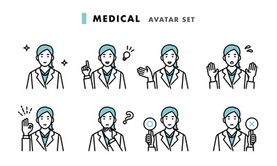 女性医師の上半身アバターセット