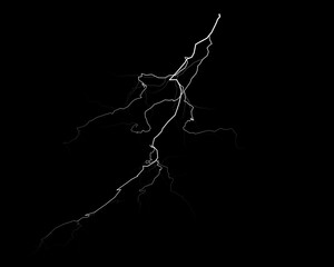 realistic lightning isolated on black background. Natural light effect, bright glowing. Magic...