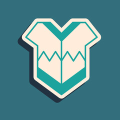 Green Traditional mexican poncho clothing icon isolated on green background. Long shadow style. Vector