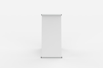 Blank banner stand isolated on white background. Include clipping paths around stand and ad banner. 3d illustration