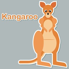 Cute kangaroo sticker vector illustration for paper bookmark collection. Kangaroo mascot character in modern style. Kangaroo flash card, pop art chic patches, pins, badges, and stickers.
