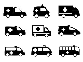 Ambulance icons colllection, symbol sign ambulance  vector illustration in white background