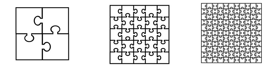 Puzzles grid - blank template.Game with details. Vector illustration.