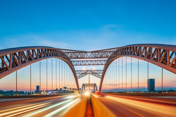 highway bridge at night