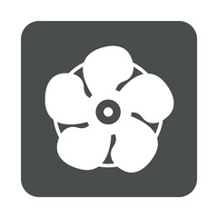 Símbolo aire acondicionado. Icono ventilador con circulo en cuadrado de color gris